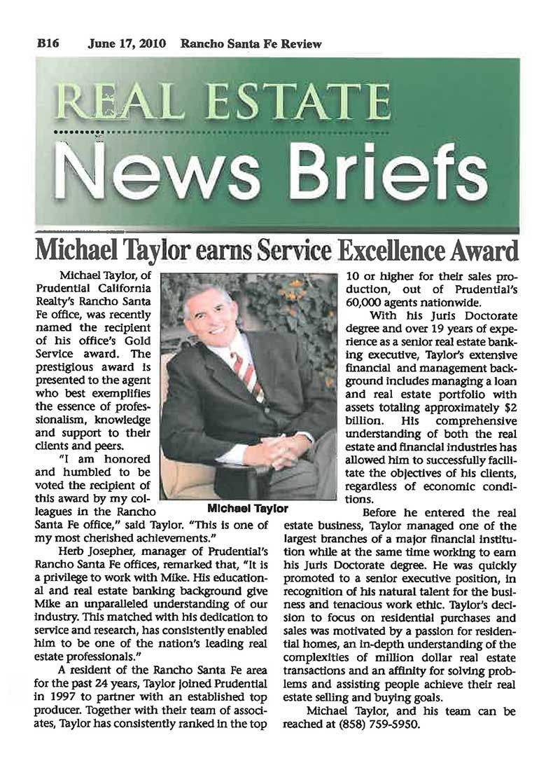 The Michael Taylor Group- Service Award