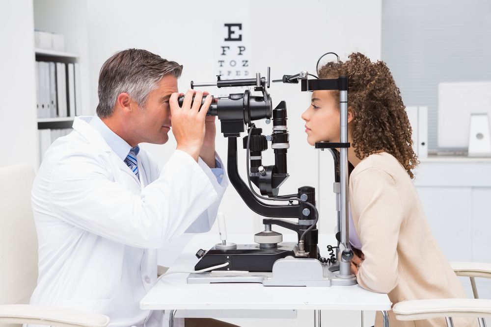 patient having eye check up