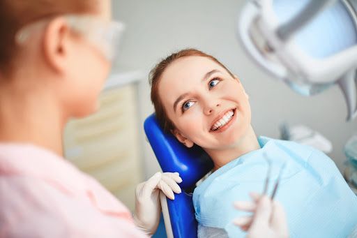 smiling patient at a dental clinic