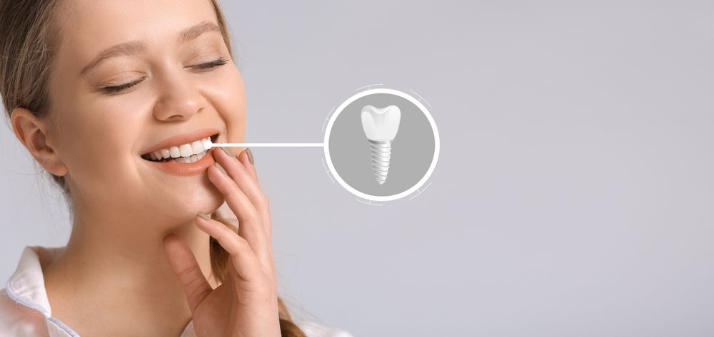 woman with dental implant