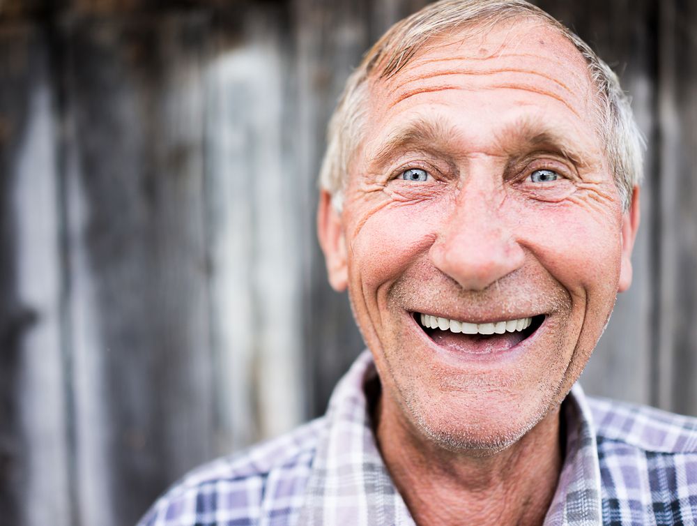 smiling elder senior man