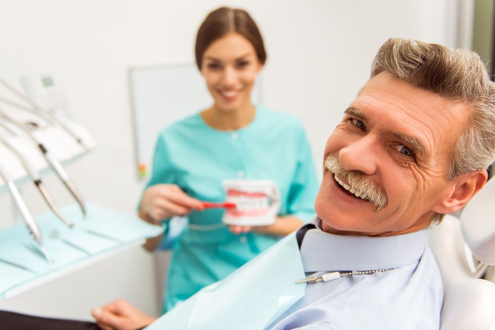 smiling patient in a dental clinic