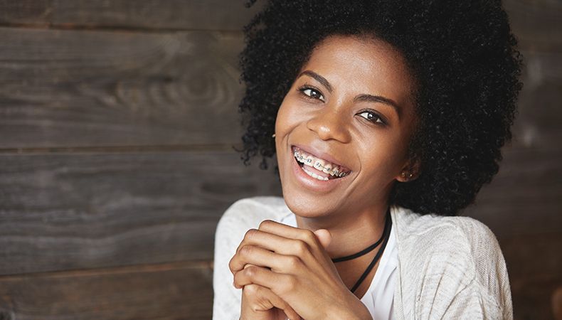 woman in adult braces