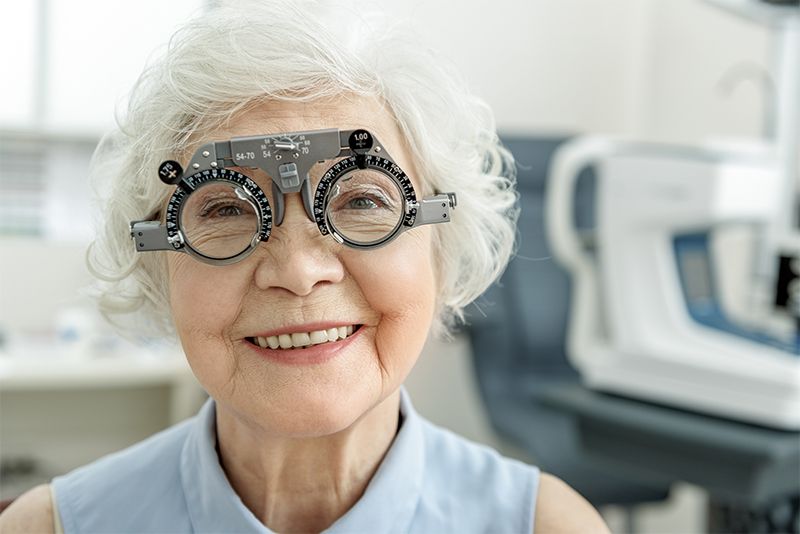 lady receiving an eye exam