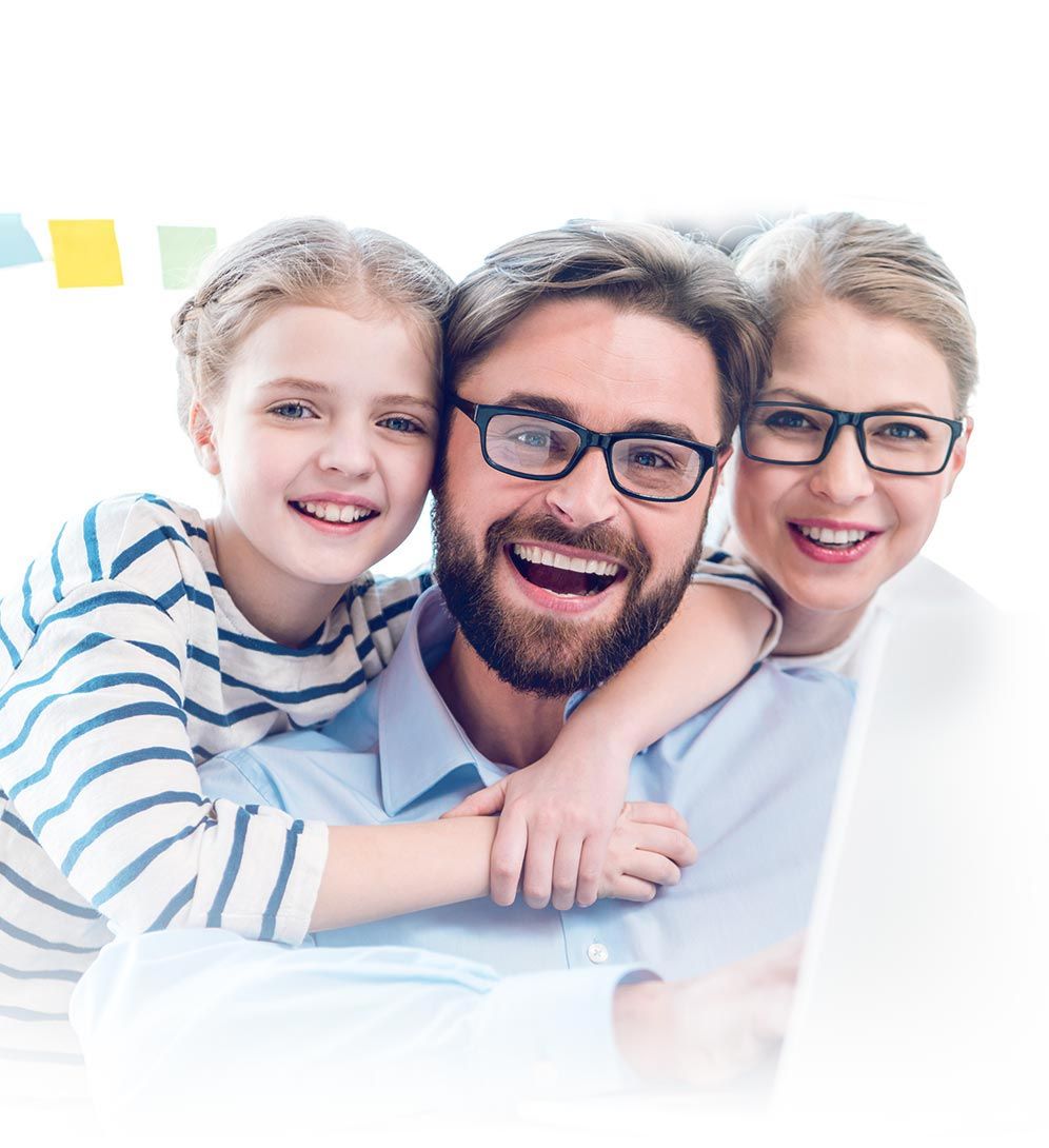 happy family wearing glasses