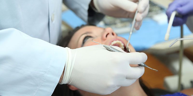 happy woman during a dental procedure