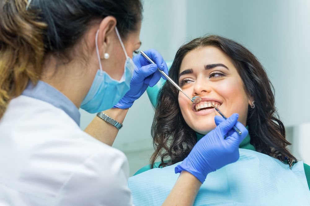 happy patient with dentist