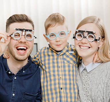family testing their vision