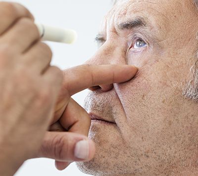man getting treatment for glaucoma