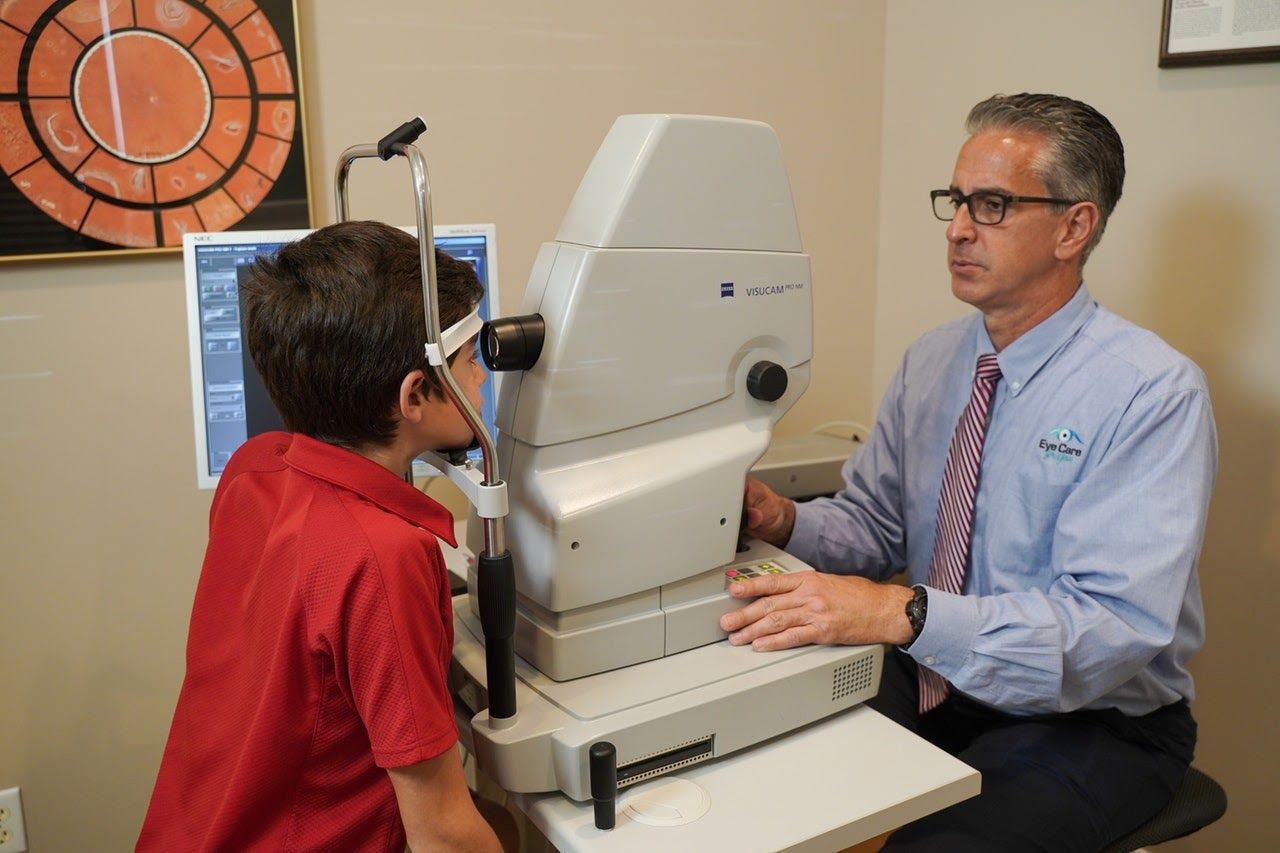 eye doctor with child