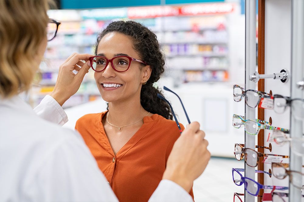 Eye doctor with patient