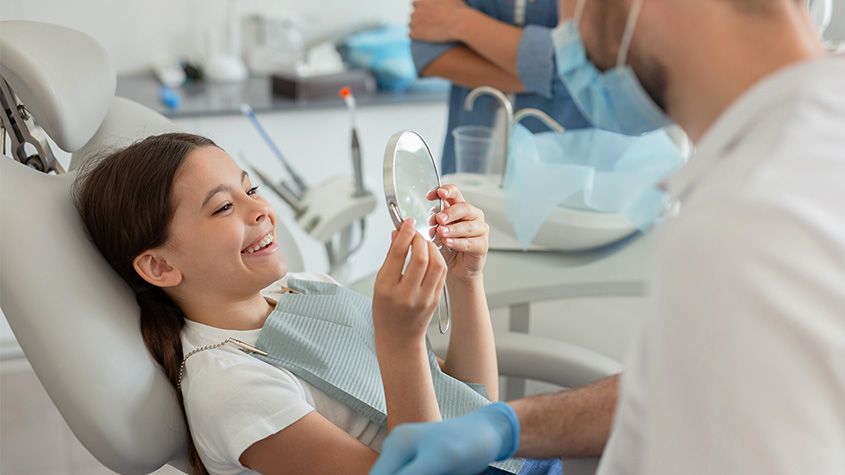 Eye doctor with patient