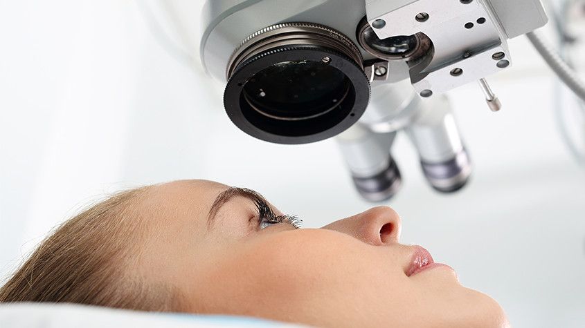 woman having an eye exam