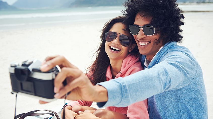 Couple wearing sunglasses