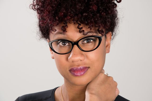 woman in designer eyewear
