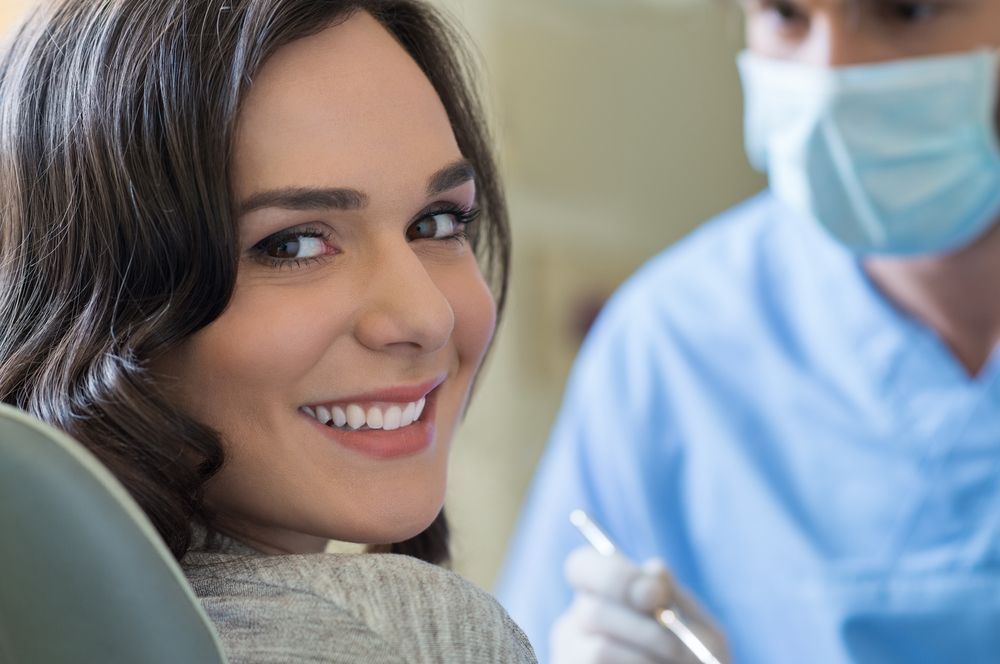 Woman smiling in dental clinic