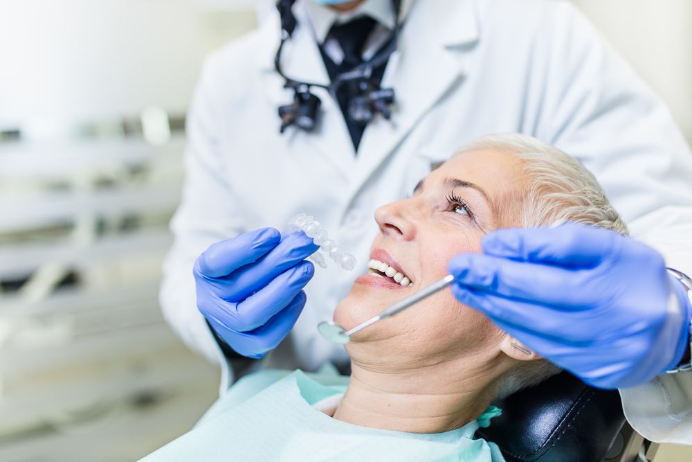 Old lady with dentist