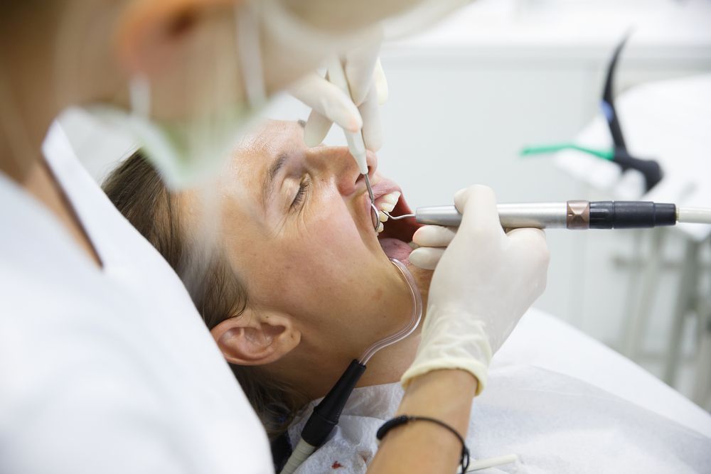 man in dental exam