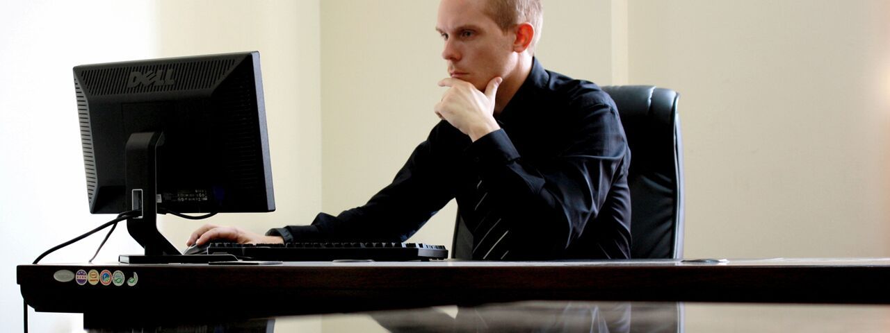 Business man desk computer