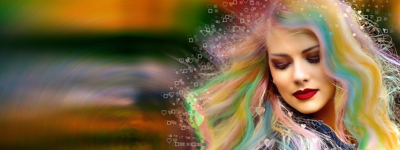 Girl Abstract Colorful Hair