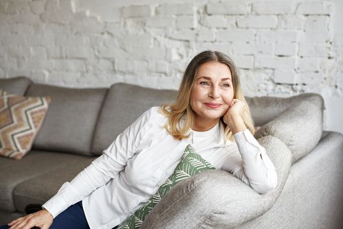 Lady sitting in couch