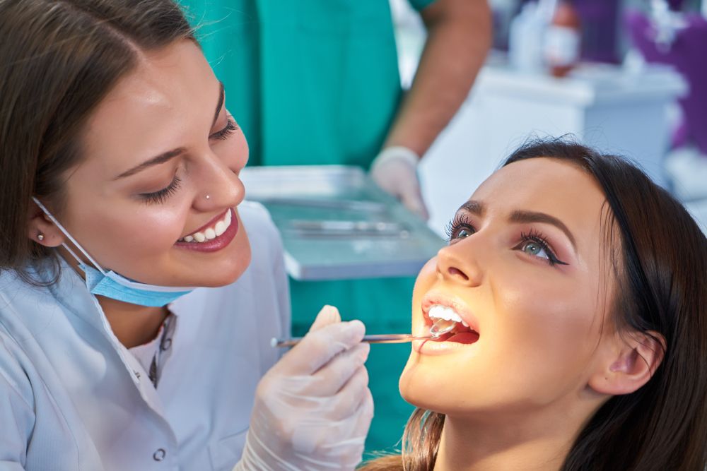 happy patient with dentist