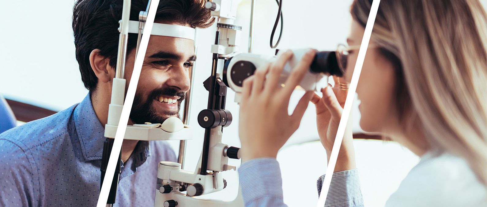 man at eye exam