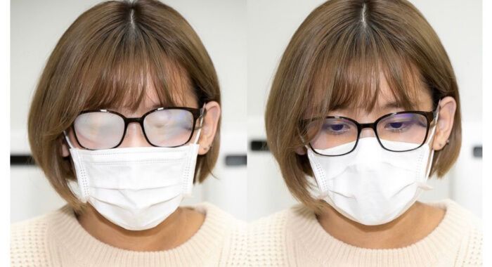 What can you do to keep your mask from fogging your glasses?