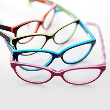 Group of different colored brand frames at Look Optometry