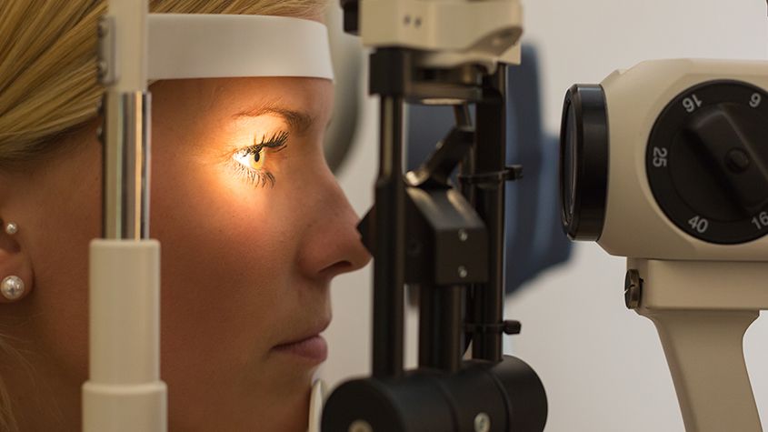 woman in an eye exam