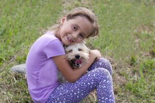 girl and dog