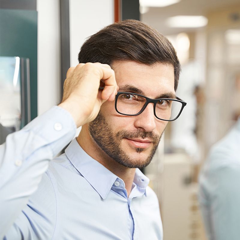 man wearing glasses