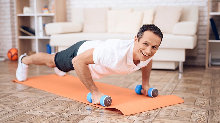 Senior doing pushup exercises