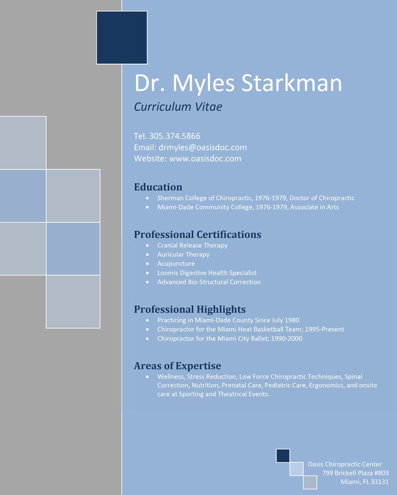 dr myles starkman CV