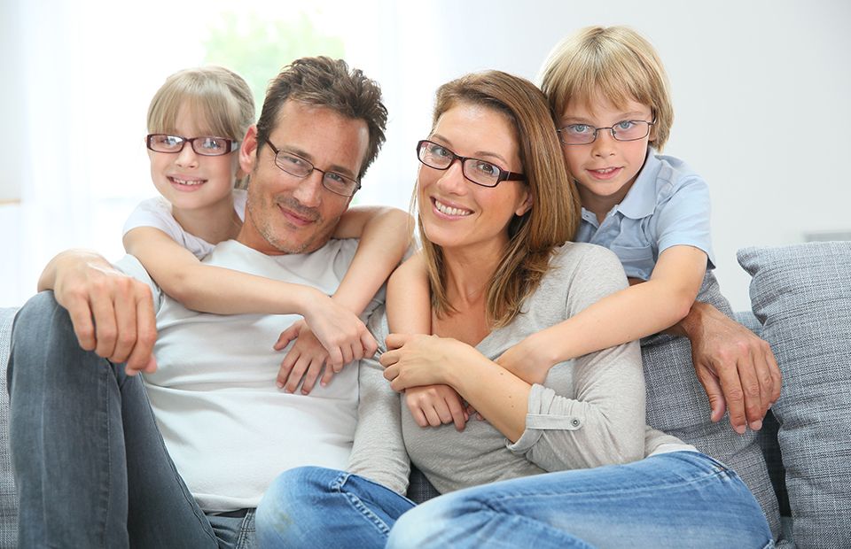 Family wearing glasses