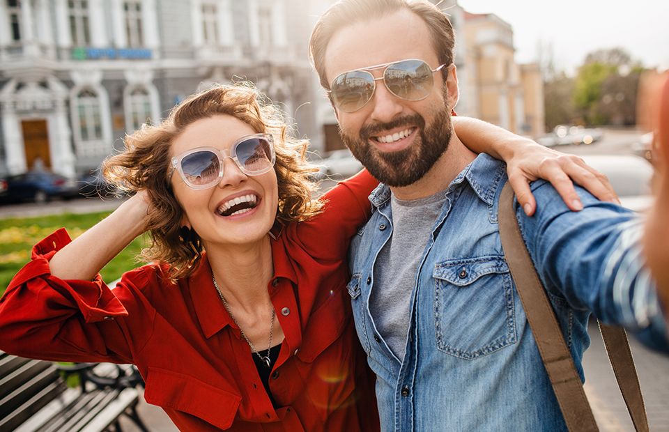 Couple wearing sunglasses