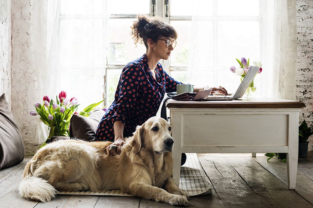 client with her dog