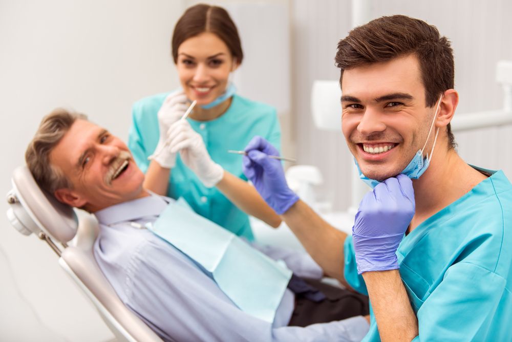 happy patient with dentist