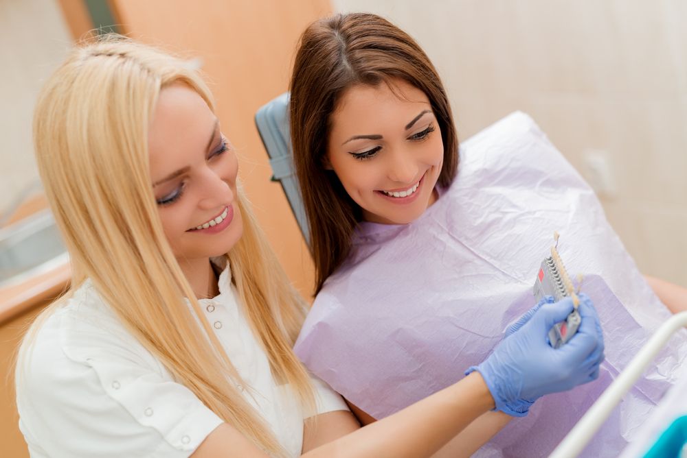 woman getting dental crown