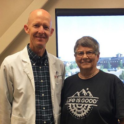 Dr. Moore with patient Mary H.