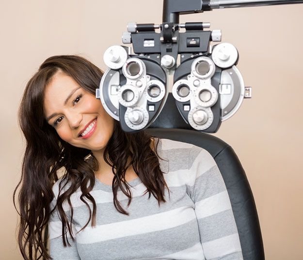 lady in optometrist exam