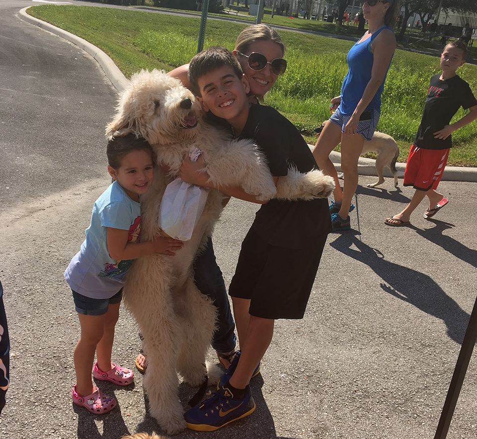 family with dog