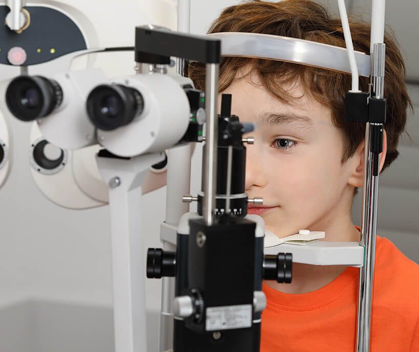 child in an eye exam