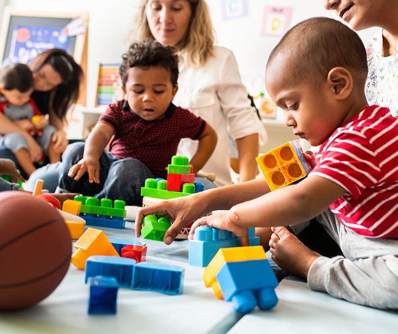 kids playing with blocks