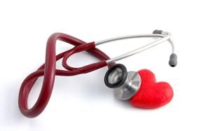 Stethescope in the red plastic heart