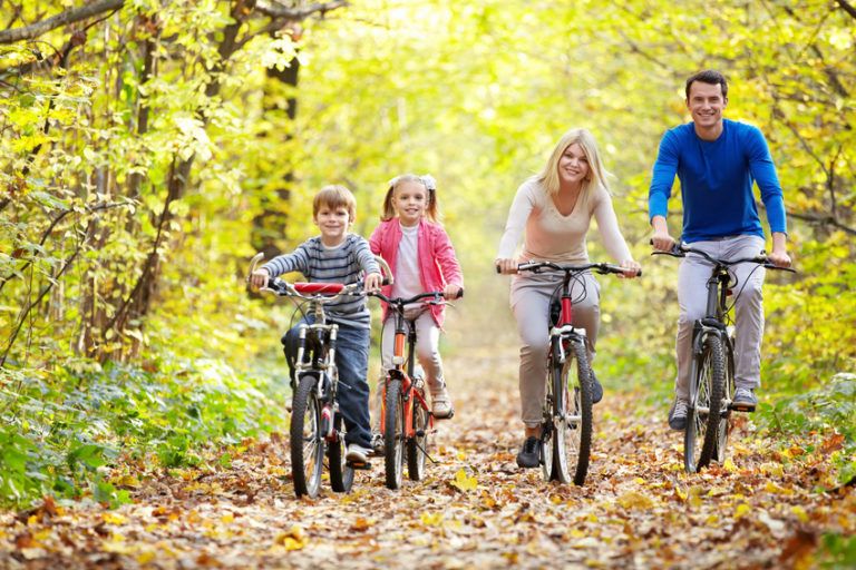 family on bikes