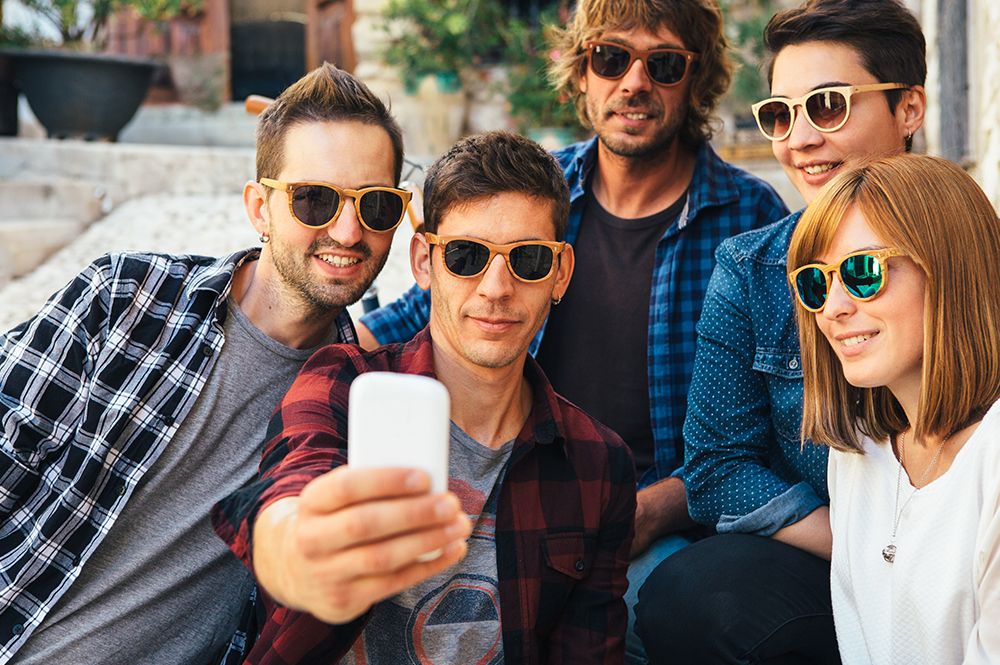 Friends wearing sunglasses
