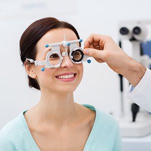 Woman having an eye exam