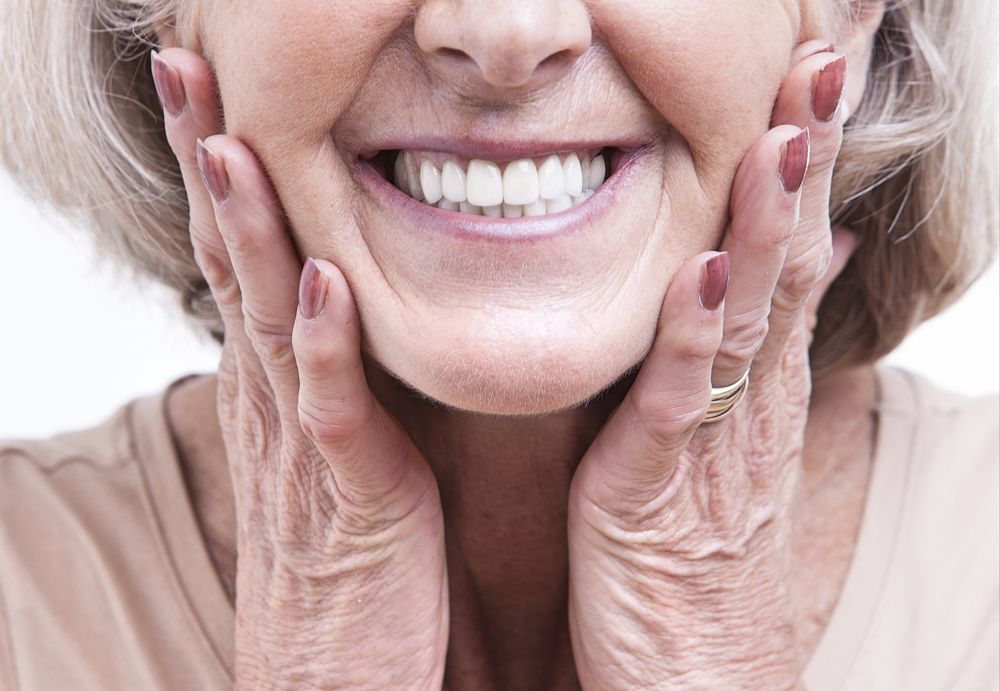 Close up view on senior with dentures