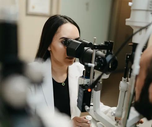 optometrist working with a patient